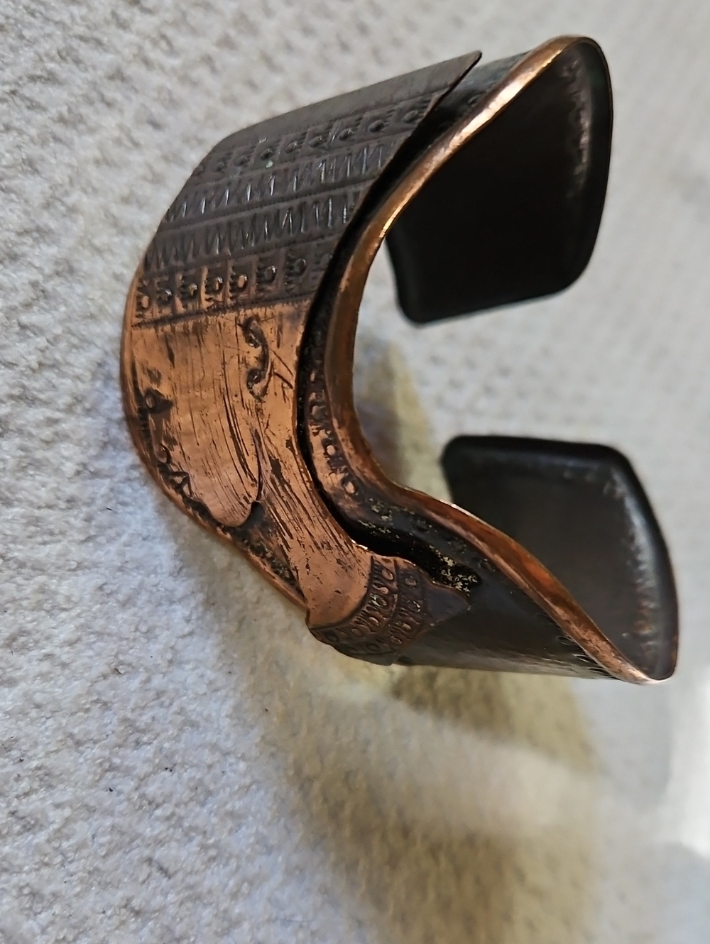 Vintage Copper Open Cuff Bracelet Egyptian Nefertiti